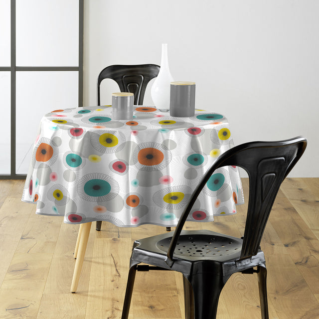 Feria - Rund vaxduk med grafisk retrolook Ø 155 cm