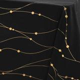 Firmament Metallic Print Svart/guld - Svart nyårs-/julduk med guldtryck, 140 x 240 cm