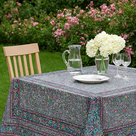 Fleurs Des Champs Antracit - Rektangulär provenceduk 160 x 160 cm
