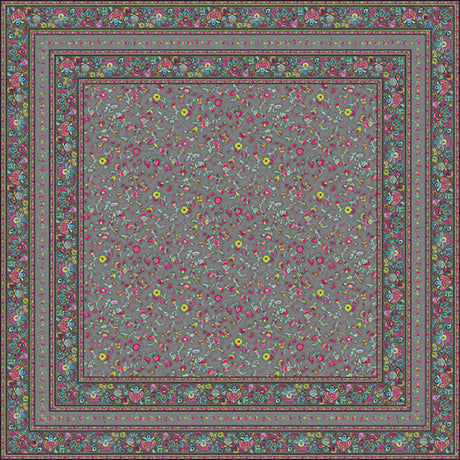 Fleurs Des Champs Antracit - Rektangulär provenceduk 160 x 250 cm, motiv