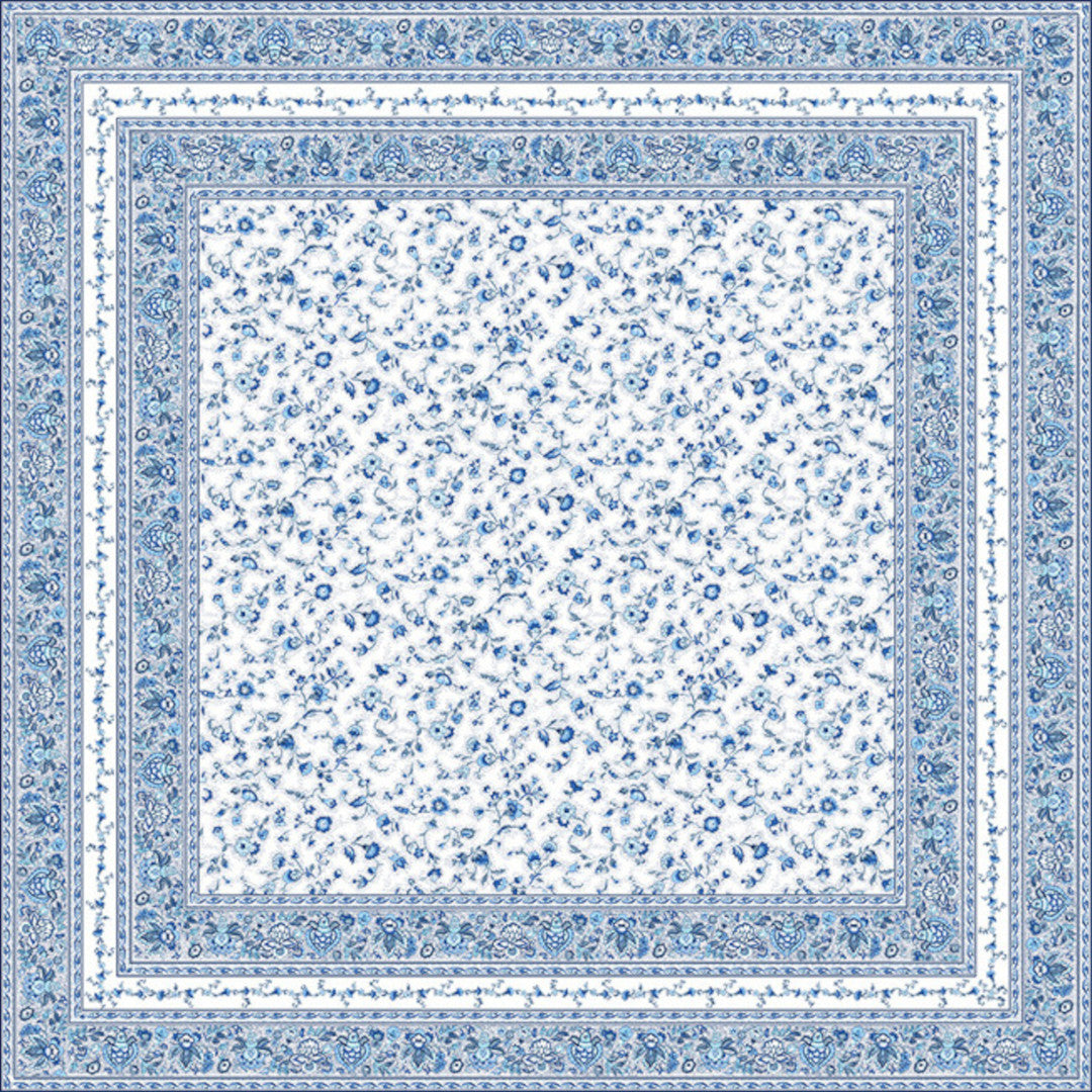 Fleurs Des Champs Blå/vit - Rektangulär provenceduk 160 x 300 cm, motiv