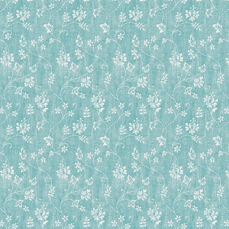 Flower Vine Aqua - Lätt präglad vaxduk