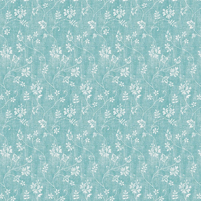 Flower Vine Aqua - Lätt präglad vaxduk