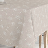 Frøvik Beige – Vaxduk med vita blommor i linnelook