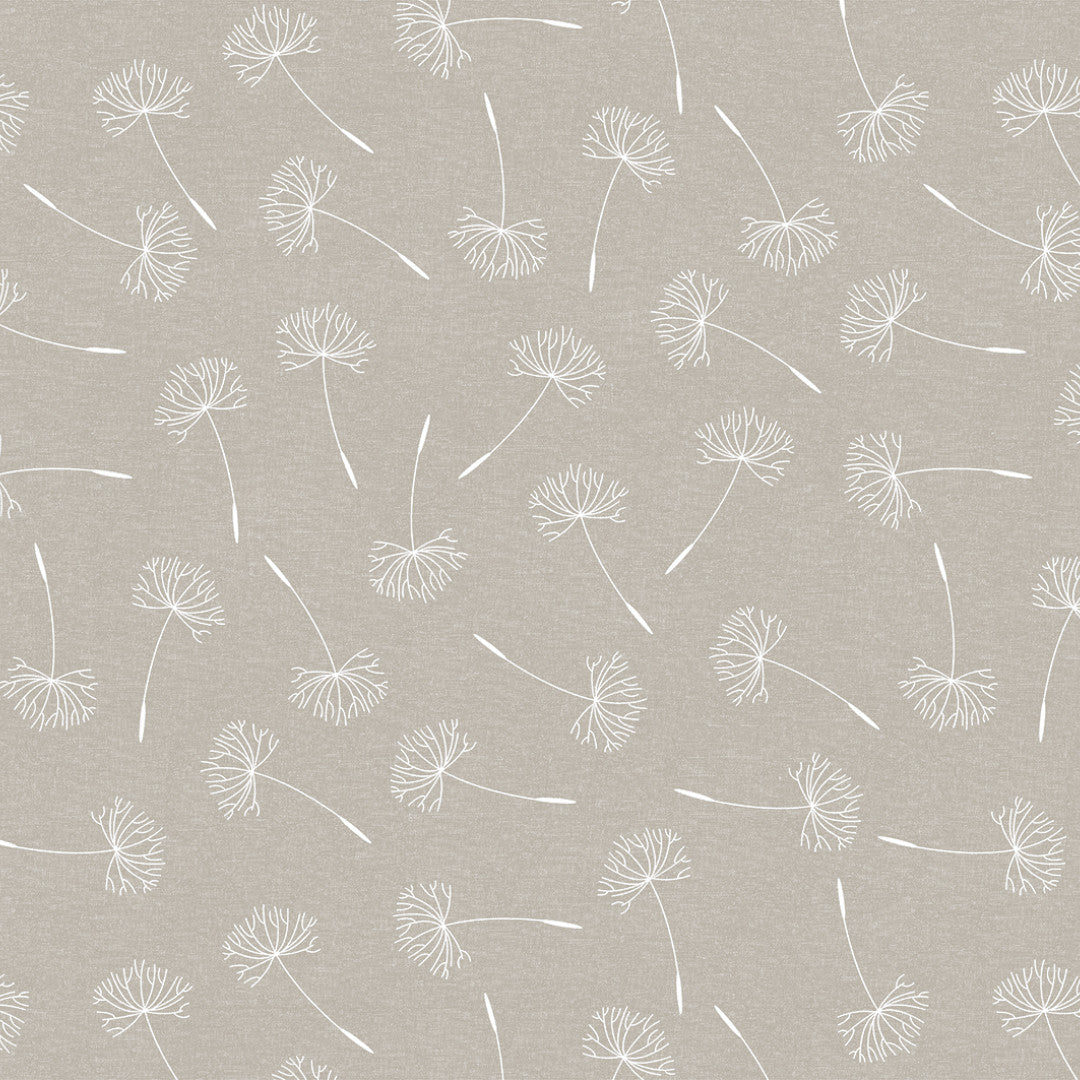 Frøvik Beige – Vaxduk med vita blommor i linnelook