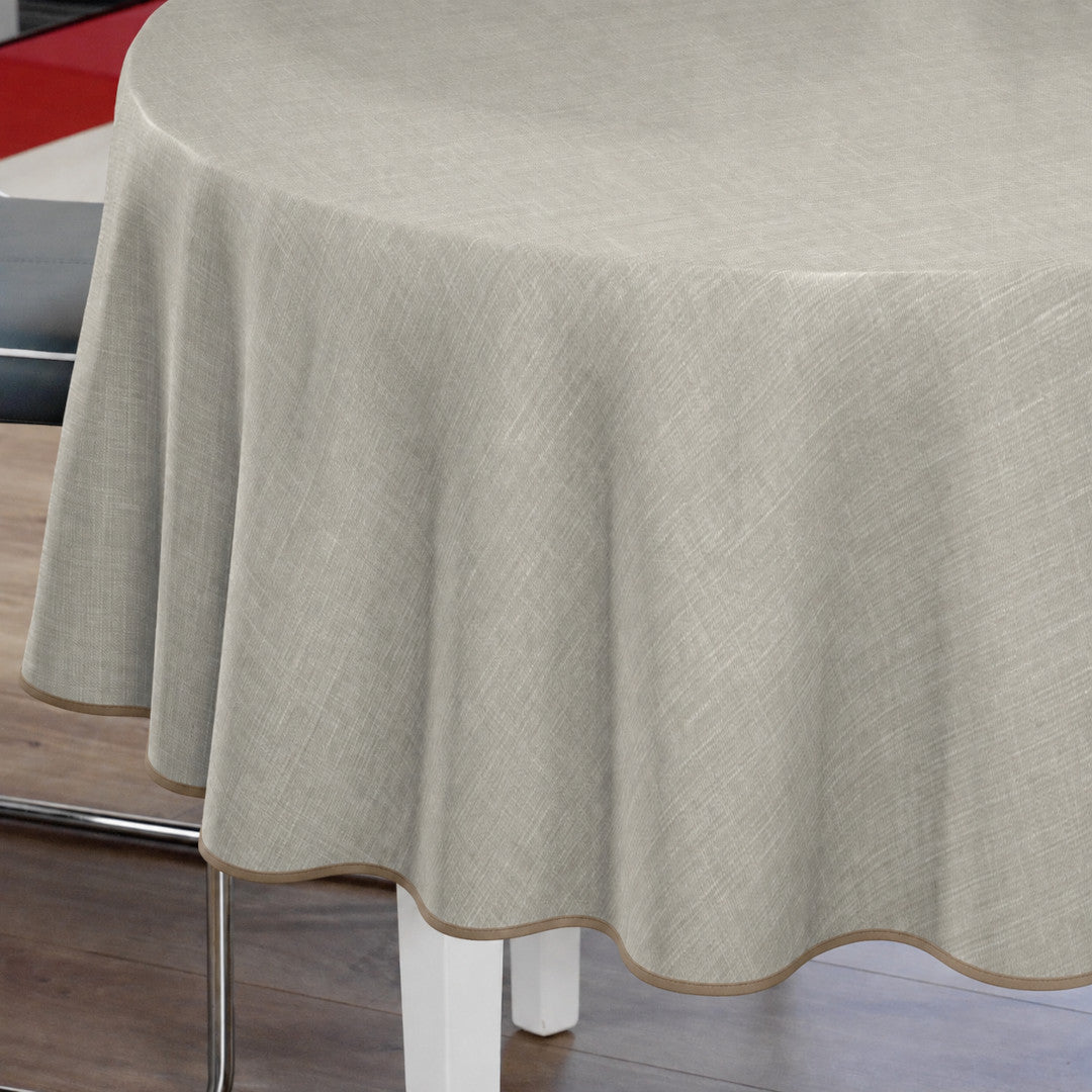 Groblad Beige – Rund vaxduk med kantband Ø 180 cm