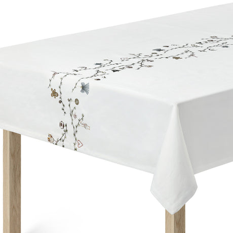 Hammershøi Christmas Duk, 150 x 220 cm - Julduk vit med akvarellmålad dekoration