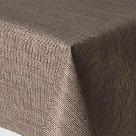 Hessian-look enfärgad retro vaxduk i stil från 70-talet. 140 cm bred, färg Taupe