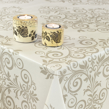 Humleornament Beige, vaxduk med präglad yta