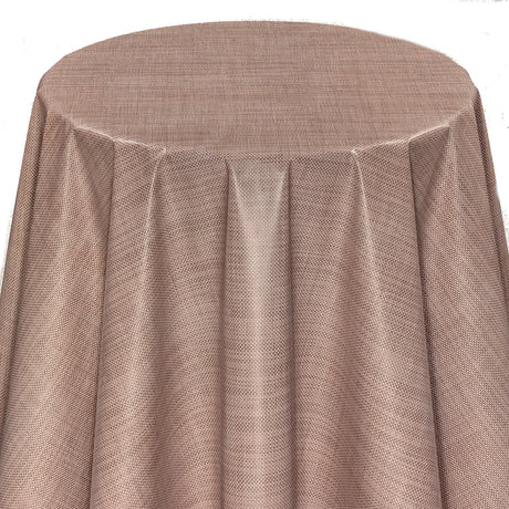 Rund duk Ett Ikoniskt Design Taupe - Vaxduk med hessian-look och lätt präglad yta