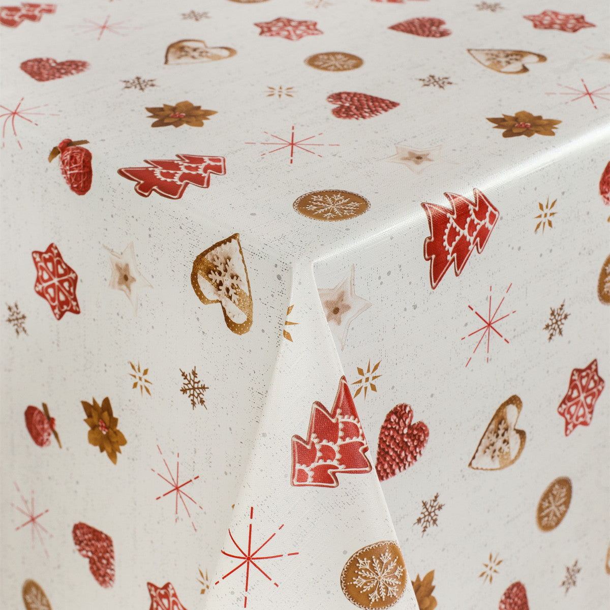 Christmas Baking Röd - Julvaxduk med julkakor