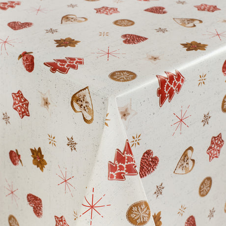 Christmas Baking Röd - Julvaxduk med julkakor