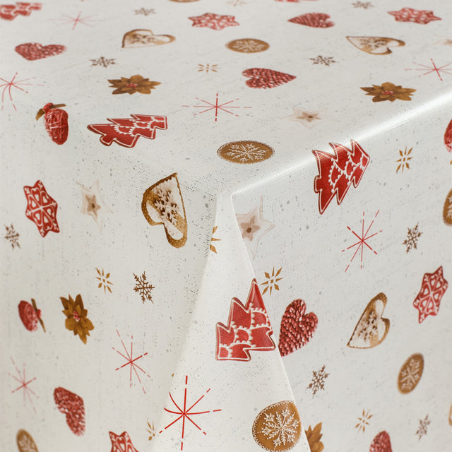 Christmas Baking Röd - Julvaxduk med julkakor