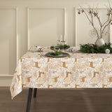 Golden Reindeers sidovy Julbordsduk med eleganta gyllene renmotiv