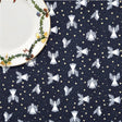 Julänglar Blå - Jultextilvaxduk med stjärnor och änglar