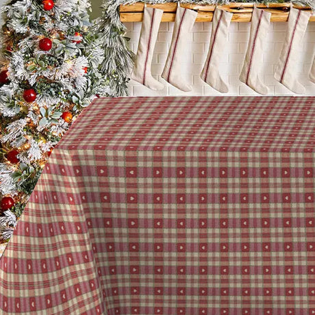 Julvaxduk, extra bred vaxduk, Rutig med hjärtan, röda 160 cm