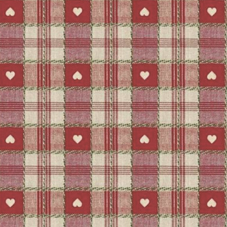 Julvaxduk, extra bred vaxduk, Rutig med hjärtan, röda 160 cm bred