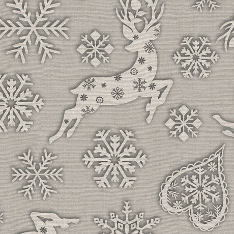 Julvaxduk Reindeer - med snöflingor, hjärtan och renar