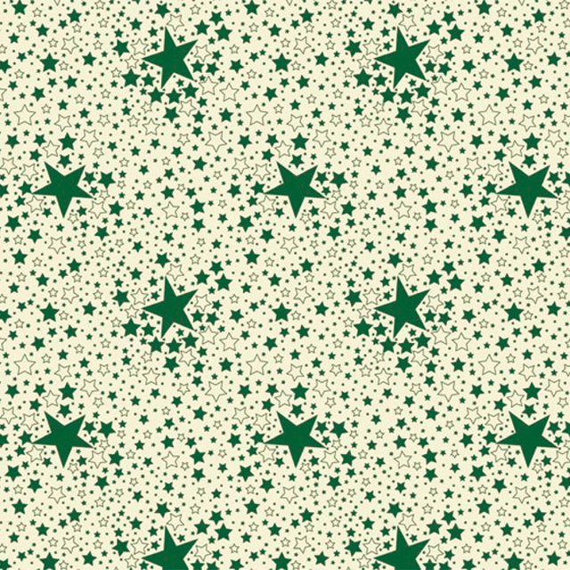 Stjärnhimmel Grön - Julvaxduk med gröna stjärnor på en vit bakgrund. Närbild