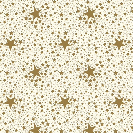 Stjärnhimmel - Julvaxduk med stjärnor - Guld, 140 cm