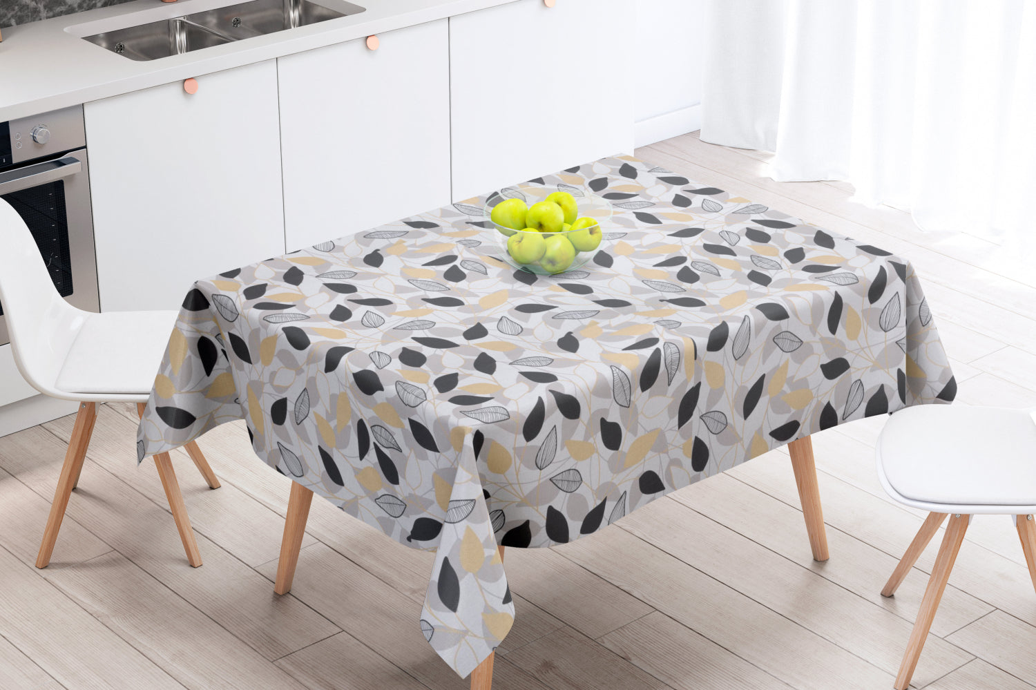 Laurier Svart - Textilvaxduk med vackra mörka blad - 150 cm bred