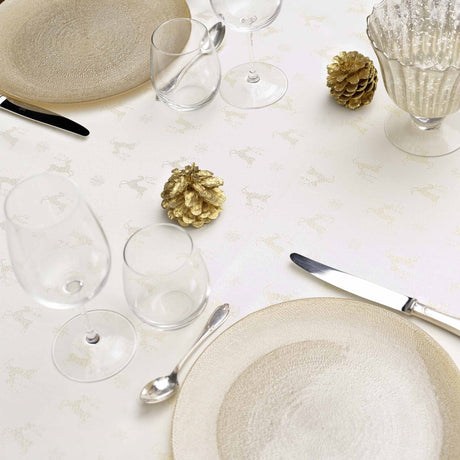 Les Rennes Metallic Natural 140 x 250 cm, julduk dukning glittrande renar