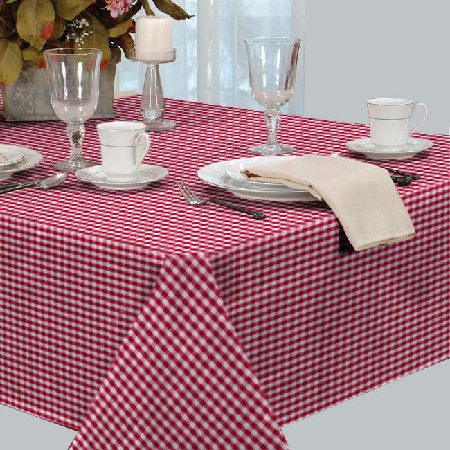 Röd och vit rutig textilvaxduk 140 cm