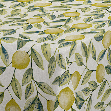 Limones Green - Vaxduk med citronmönster och linnelook, hörn