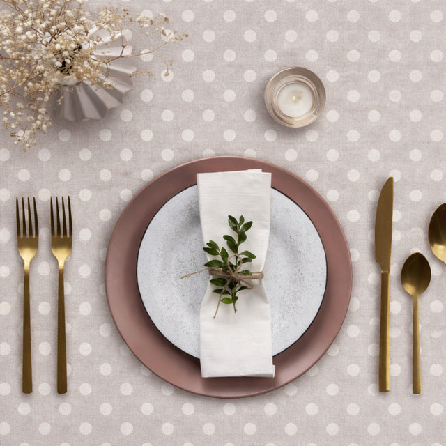 Lino Dot - Textilvaxduk med prickar i linnelook