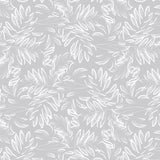 Live The Leaf Cotton Grey - Elegant 160 cm bred vaxduk med vita blad