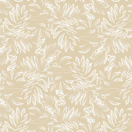 Live The Leaf Wheat - Elegant 160 cm bred vaxduk med vita blad