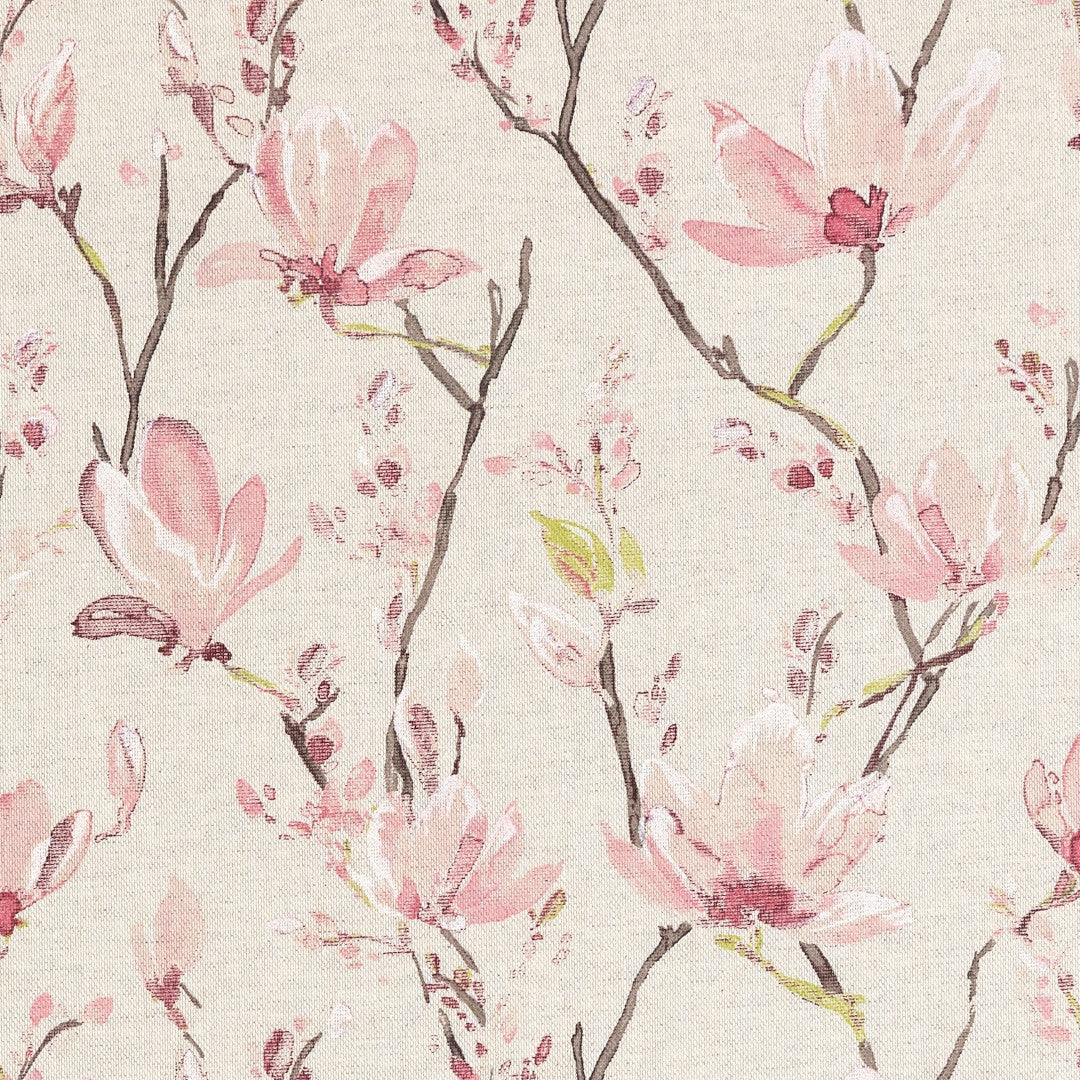 Magnolia Blossom – textilvaxduk i linnelook med magnoliablommor