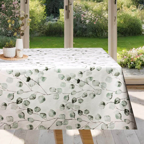 Miljöbild Maure Verde - Vaxduk med grå/gröna blad