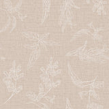 Närbild av Mesina Beige - Vaxduk i linne-look med vitrandiga blad