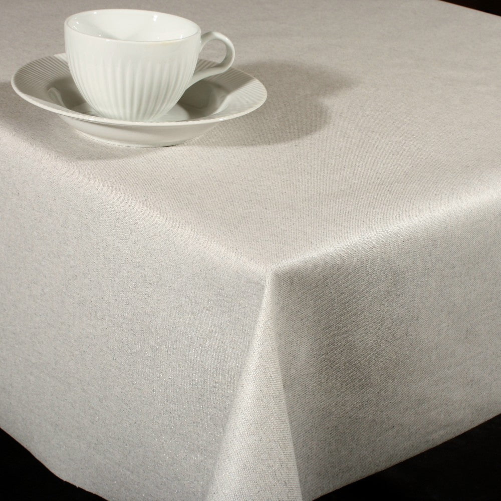 Metal Silver - Elegant textilvaxduk 150 cm bred