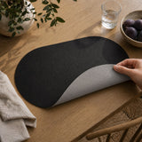 Moon oval bordstablett i konstläder – Svart/Ljusgrå – 30 x 45 cm