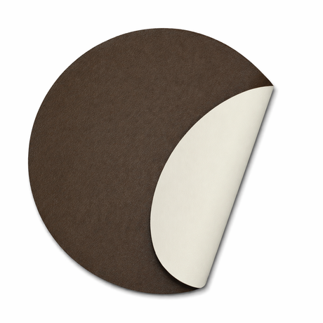 Moon rund bordstablett i konstläder – Moka/White – Ø38 cm, vikt