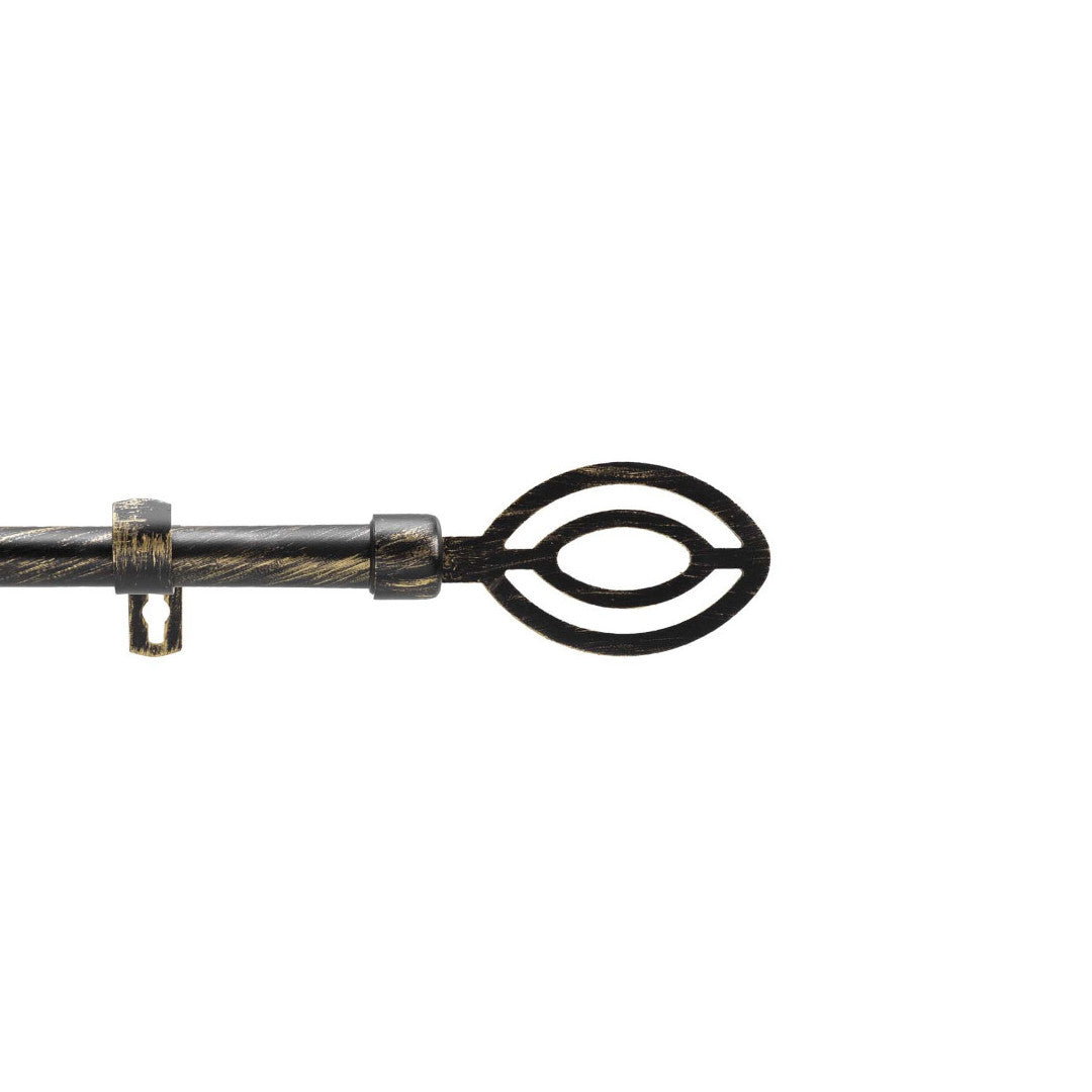 Patina Alpha Svart/Guld – Justerbar gardinstång 120–210 cm