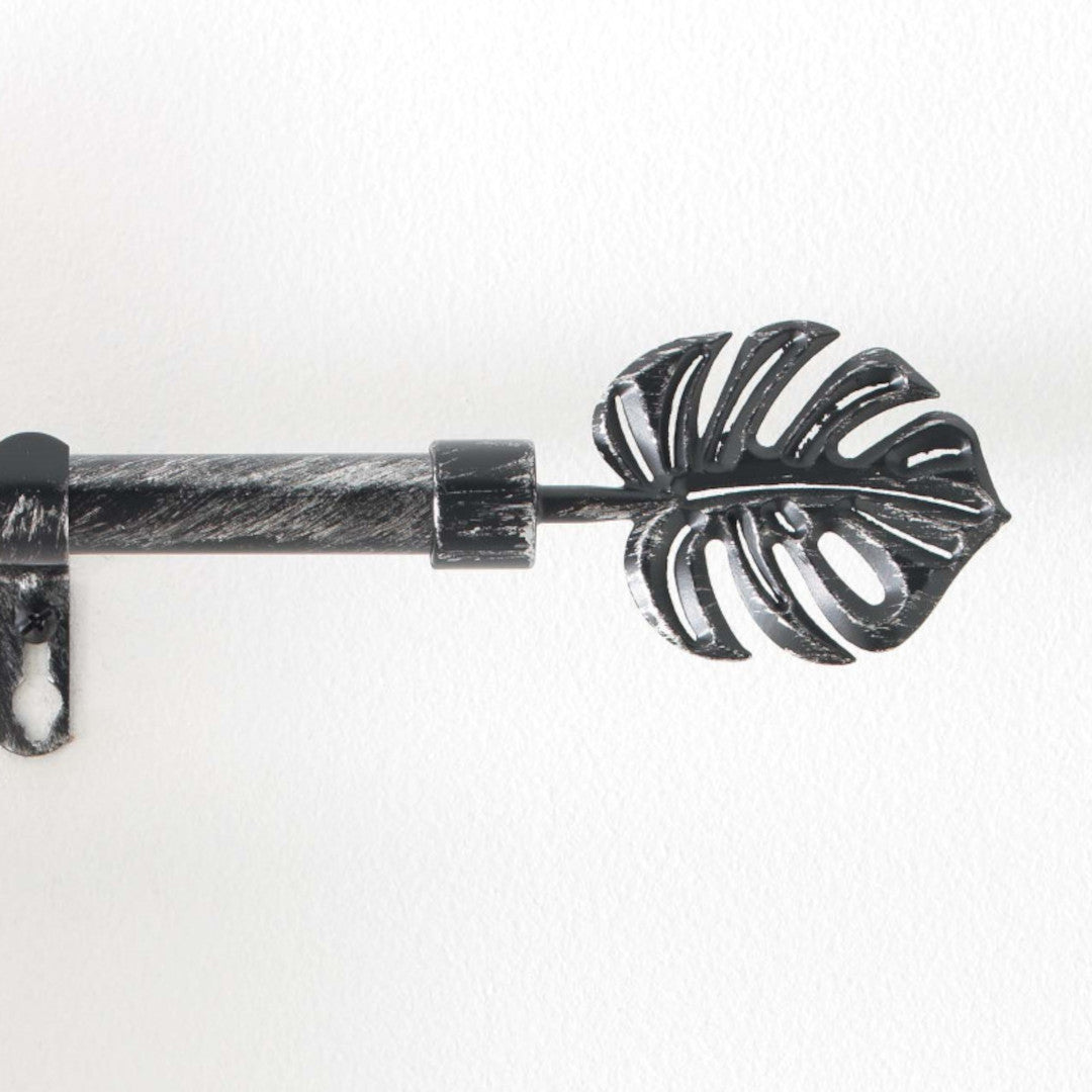 Patina Tropi Svart/Silver – Justerbar gardinstång 120–210 cm