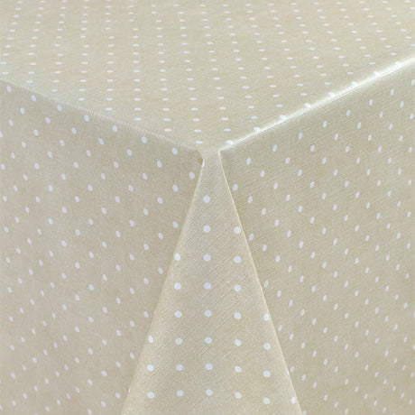 Polkaprickar på beige bakgrund - Rund vaxduk med resår