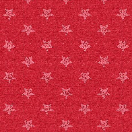 Red Uni Stars - Vacker röd jacquardvävd jultextilvaxduk med stjärnor