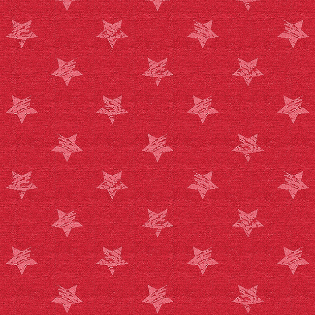 Red Uni Stars - Vacker röd jacquardvävd jultextilvaxduk med stjärnor