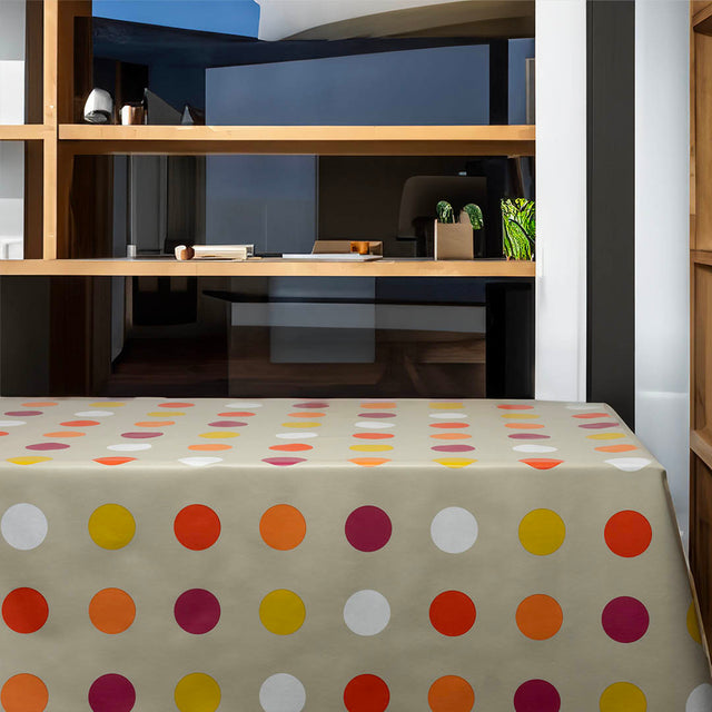 Retro Pop Dots – Vaxduk med färgglada prickar, miljö