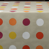 Retro Pop Dots – Vaxduk med färgglada prickar, närbild