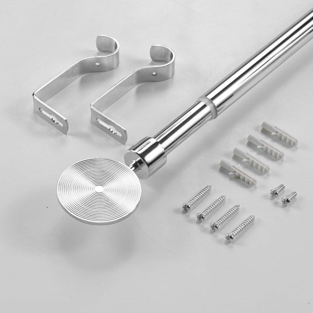 Rollis Chrome – Justerbar gardinstång 120–210 cm, tillbehör