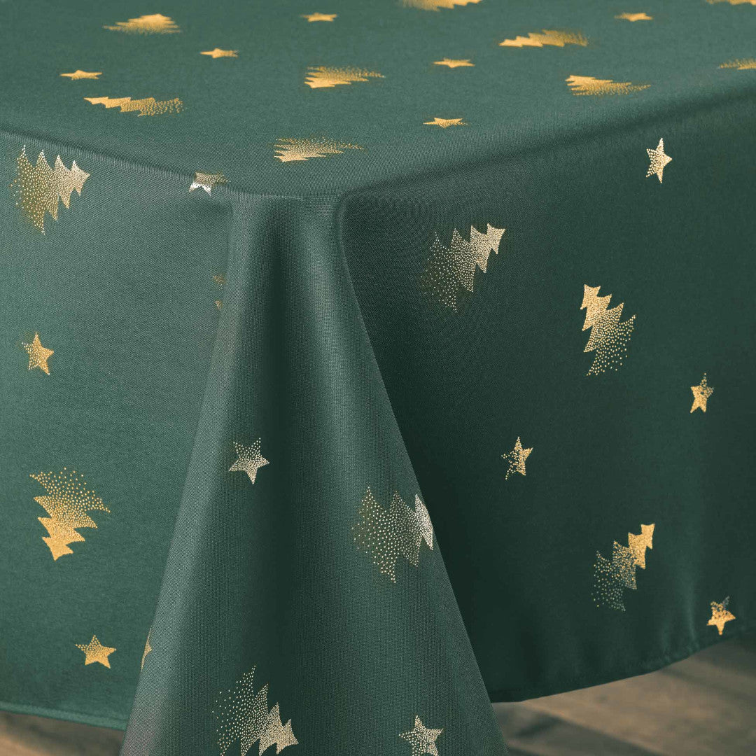 Sapin Grön/Guld – Julduk med fläckavvisande behandling 150 x 300 cm, hörn
