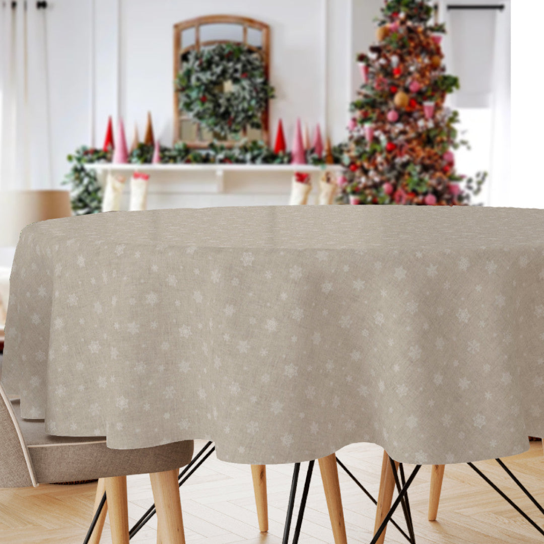 Snowflake Nature - Vinter vaxduk i linne-look med vackra iskristaller och stjärnor