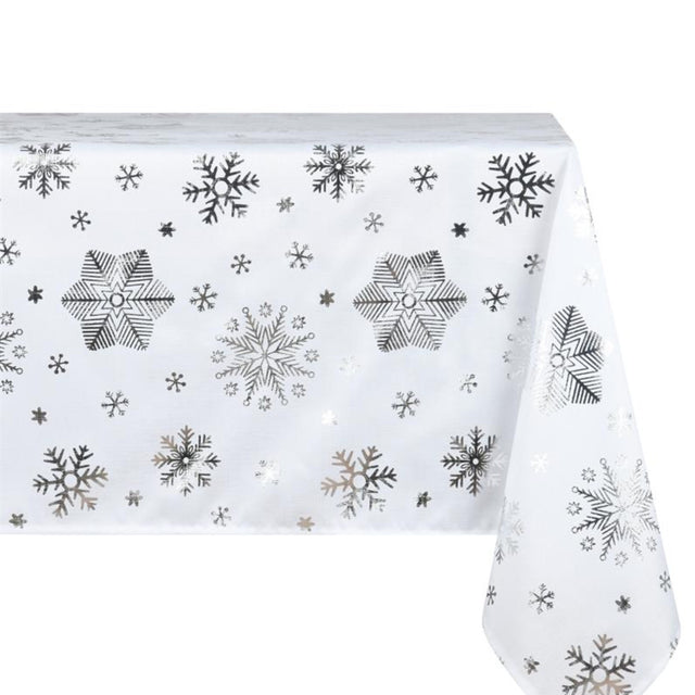 Snowflake Silver – julduk med fläckavvisande behandling 150 x 300 cm