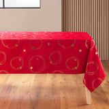 Star Metallic Print Red/Gold - Röd julduk med guldtryck, 150 x 240 cm