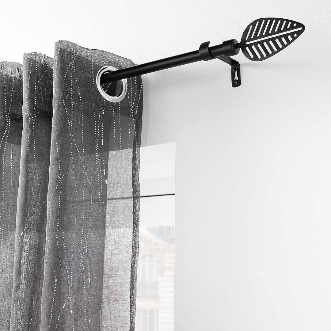 Stylea Svart – Justerbar gardinstång 120–210 cm, upphängning